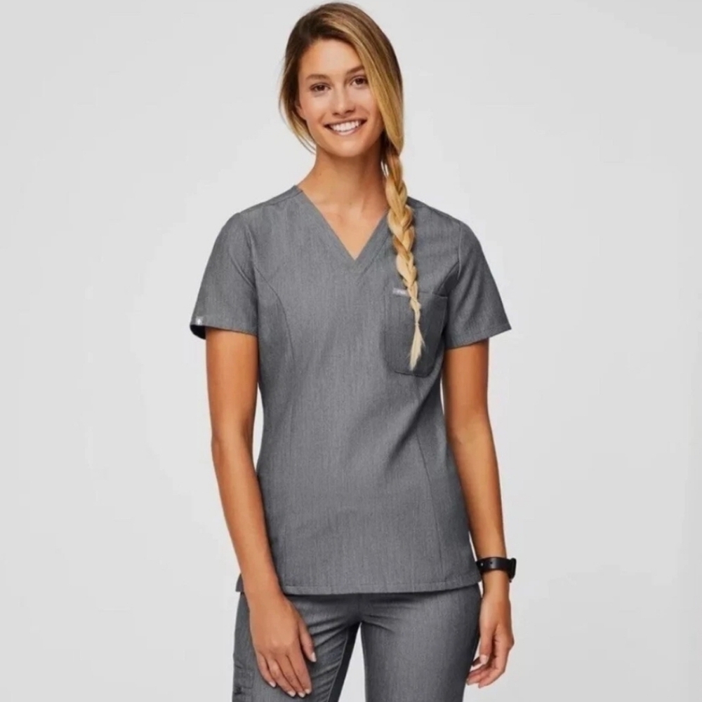 Figs Catarina Slim Scrub Top XS Graphite Grey